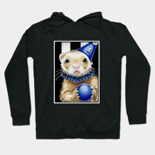 Blue Jester Ferret - White Outlined Version Hoodie